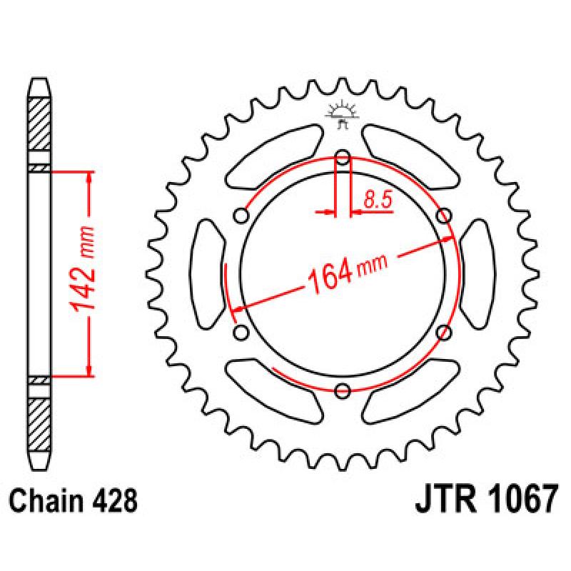 Купить Звездочка задняя JT Sprockets (шаг 428) JT JTR1067